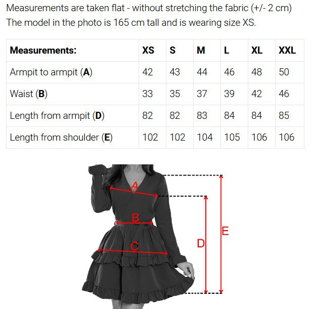 657-1 Elegantes Midikleid mit Wickelausschnitt und Tüllärmeln - schwarz