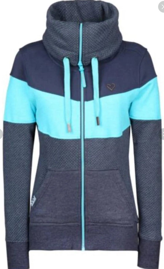 Alife and Kickin Damen Sweat Jacke Gr.L Kragen Hoodie Reißverschluss