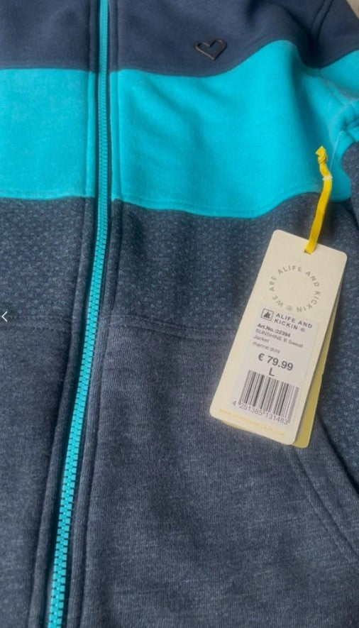 Alife and Kickin Damen Sweat Jacke Gr.L Kragen Hoodie Reißverschluss
