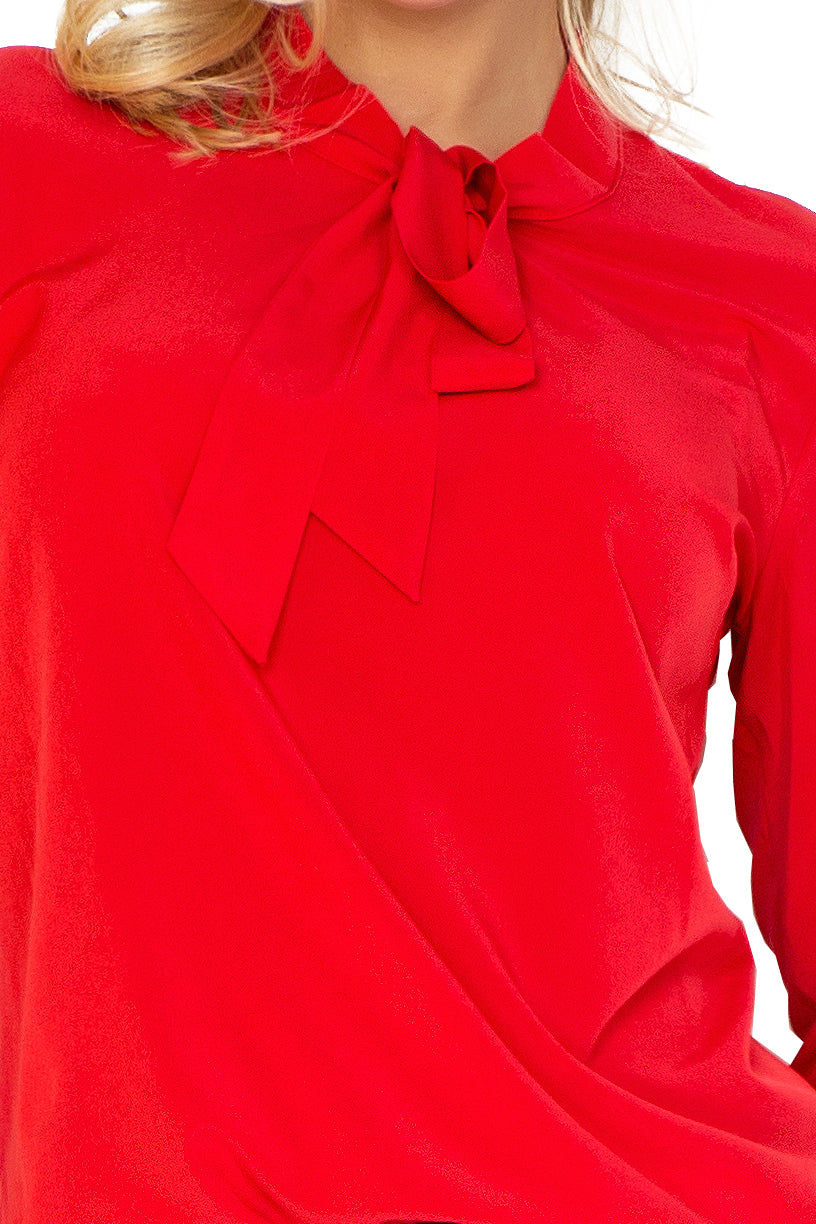 Bluse mit Bindung - rot 140-3