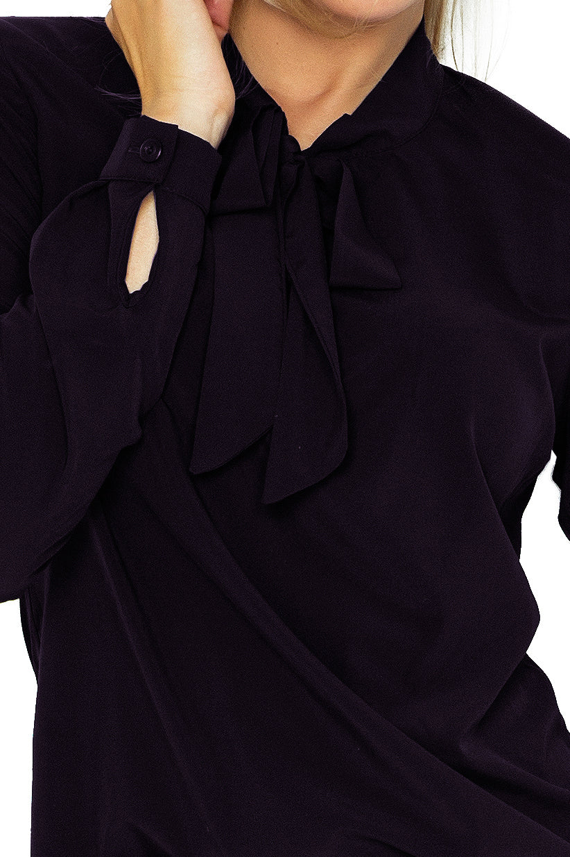 Bluse mit Bindung - schwarz 140-5