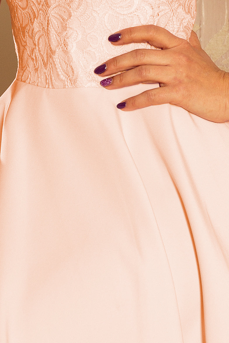157-7 Kleid MARTA mit Spitze - Pfirsich