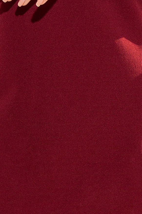 190-8 MARGARET Kleid mit Spitze an den Ärmeln - Burgunder Farbe