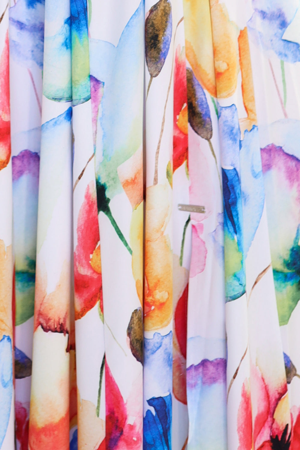 194-5 Langes Sommerkleid mit Gürtel - buntes Blumenmuster ?