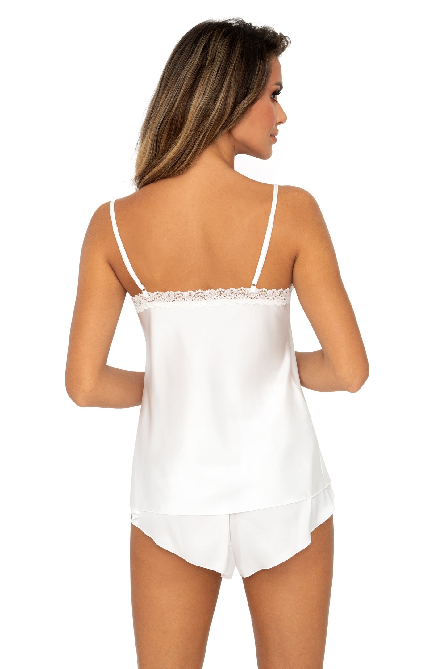 Satin-Pyjama ecru mit Spitze - Tiffani 1/2