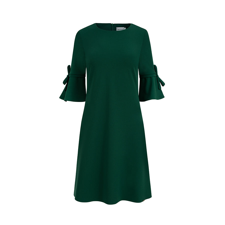 217-2 NEVA Trapezförmiges Kleid mit ausgestellten Ärmeln - dunkelgrün