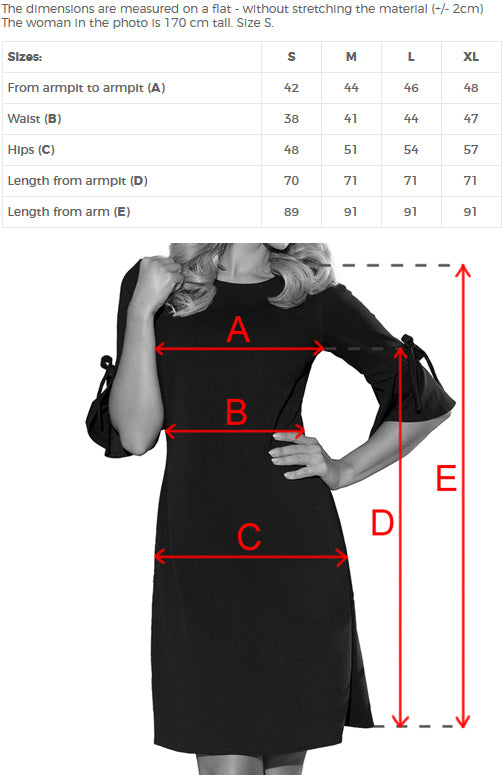 217-5 NEVA Trapezförmiges Kleid mit ausgestellten Ärmeln - schwarz + blumen