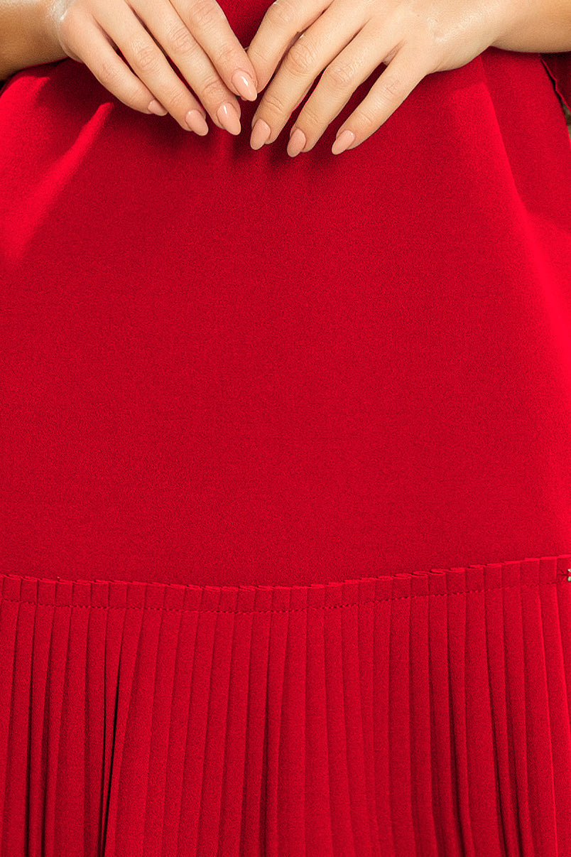 228-3 LUCY - plissiertes bequemes Kleid - rot