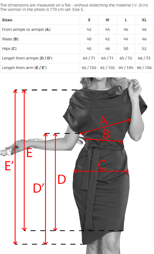 240-4 ROXI Kleid mit asymmetrischem Rock und Gürtel - olivfarben