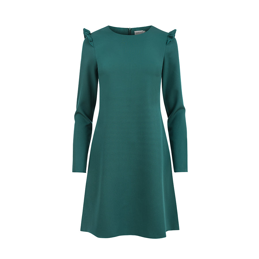 264-1 NELL Trapezkleid mit Rüschen - grün