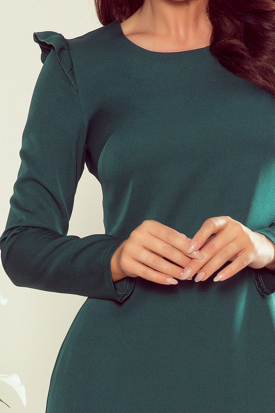 264-1 NELL Trapezkleid mit Rüschen - grün