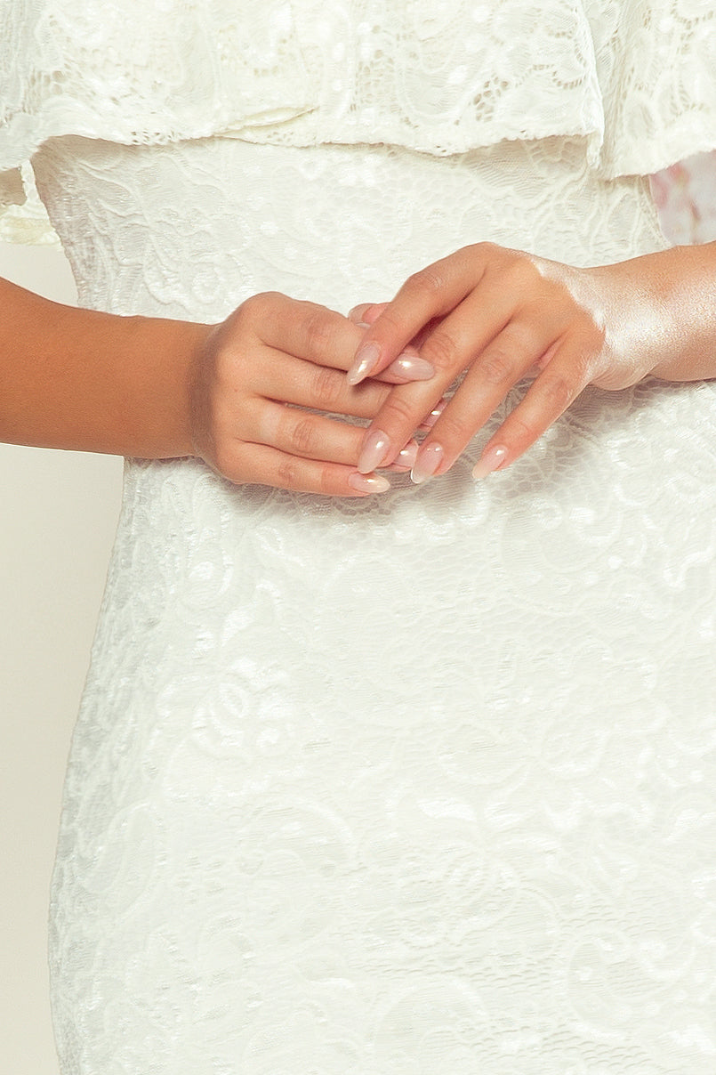 268-1 Spitzenkleid mit Rüschen - Ecru