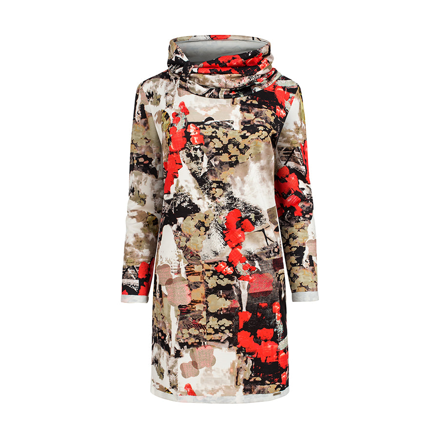 282-1 IRENE Rollkragenkleid - buntes Muster