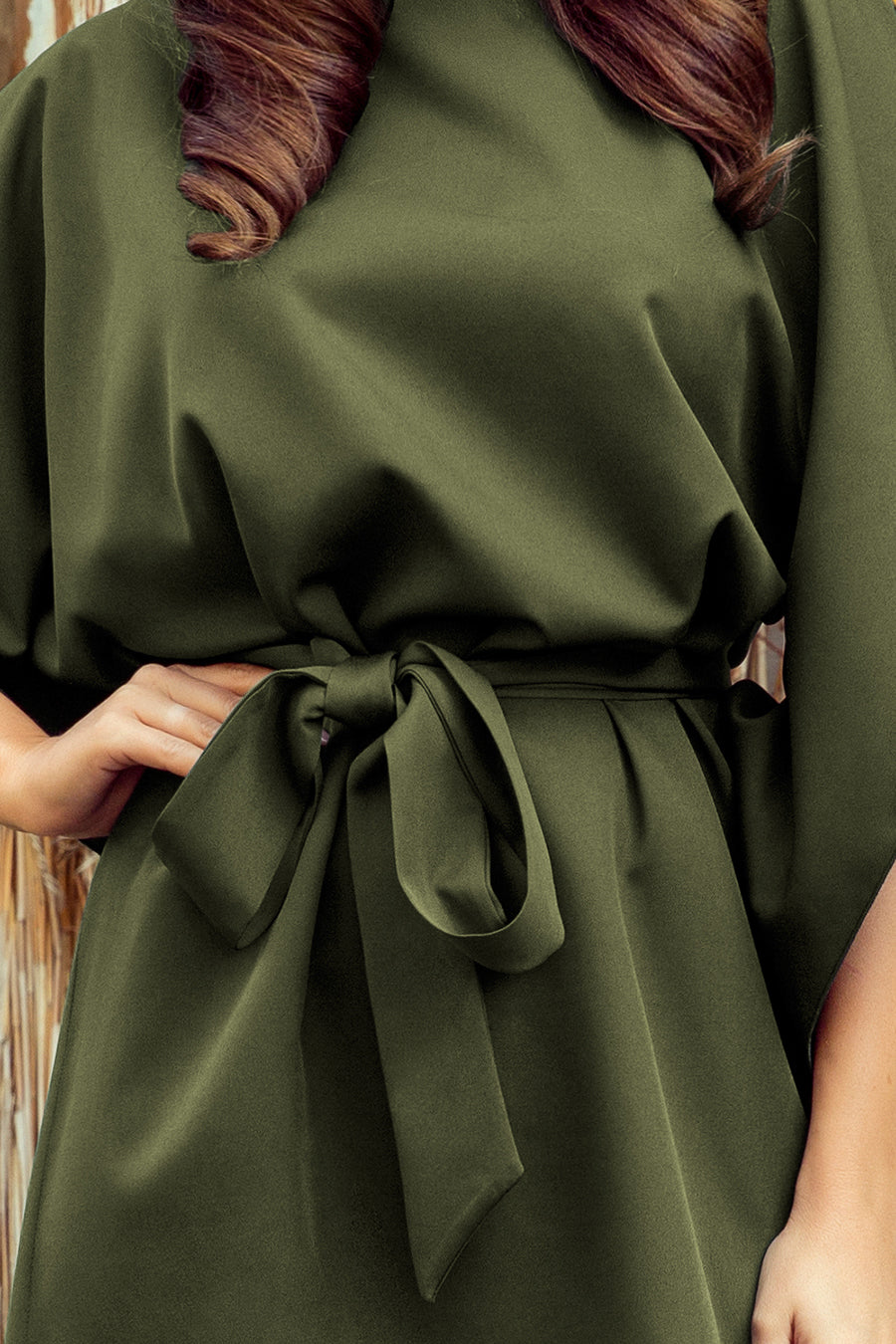 287-13 SOFIA Schmetterlingskleid - KHAKI