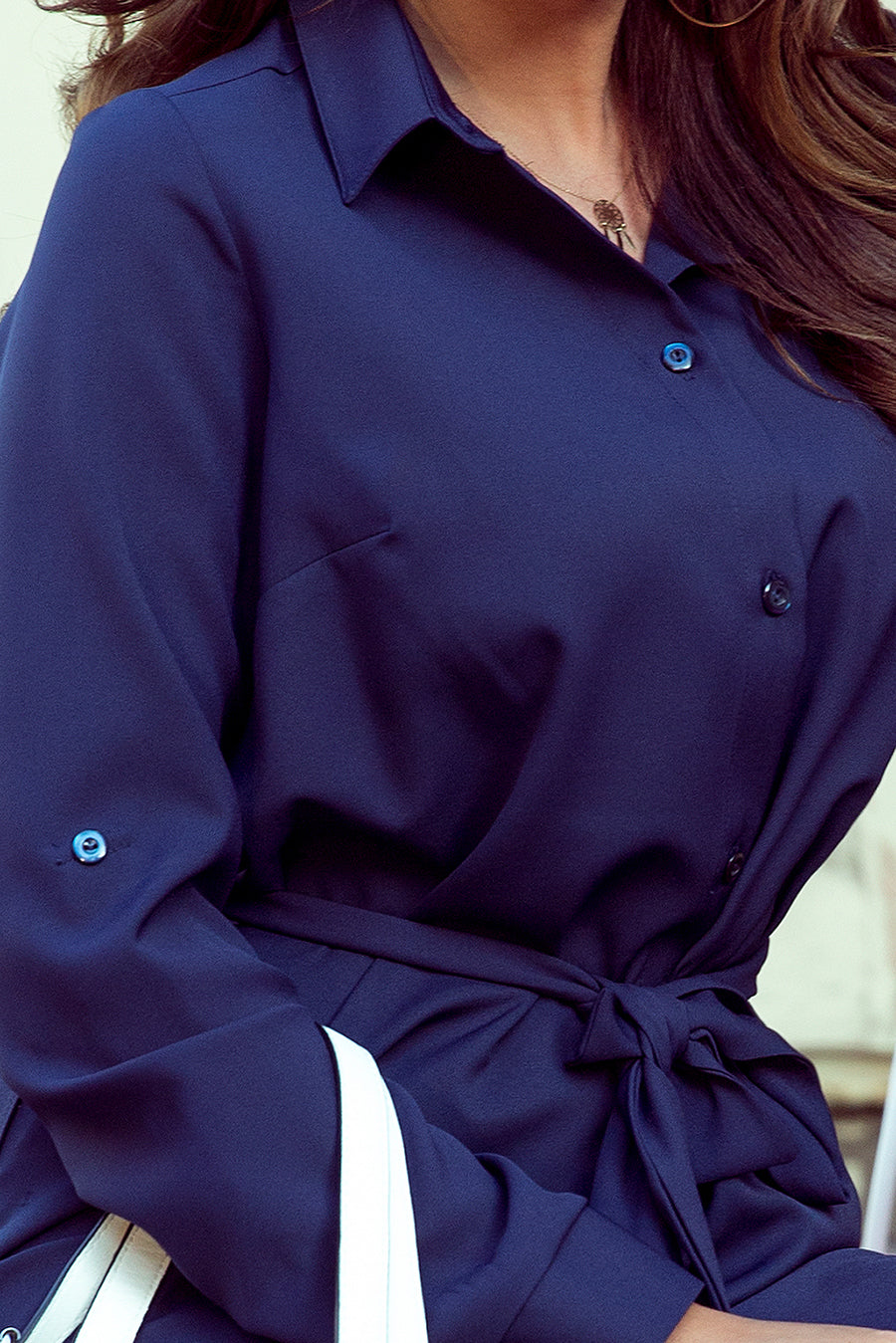 288-1 Hemdblusenkleid mit Knöpfen - dunkelblau