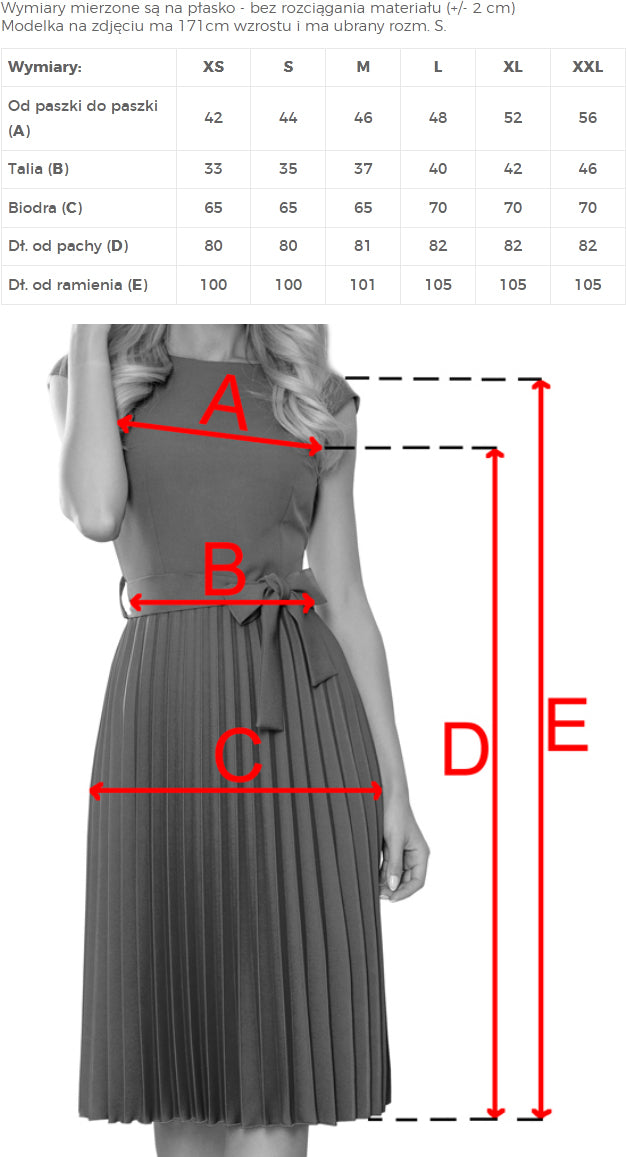 311-18 LILA Klassisches Plisseekleid mit kurzen Ärmeln und Gürtel - meliert
