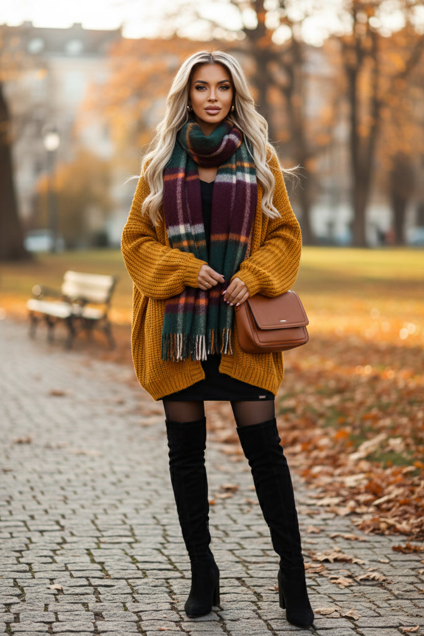 Bequemes Fledermauskleid mit langen Ärmeln - schwarz 402-10