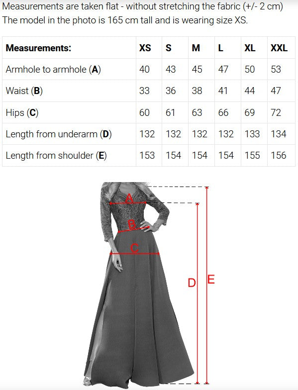 643-2 Elegantes Maxi-Abendkleid mit Schlitz und Rosen - klassisches Schwarz