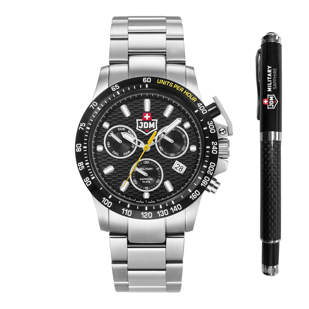 JDM Military Charlie ll JDM-WG017-01 Herrenuhr Chronograph Geschenkset Set