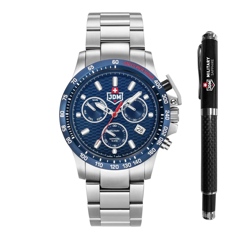 JDM Military Charlie ll JDM-WG017-02 Herrenuhr Chronograph Geschenkset Set