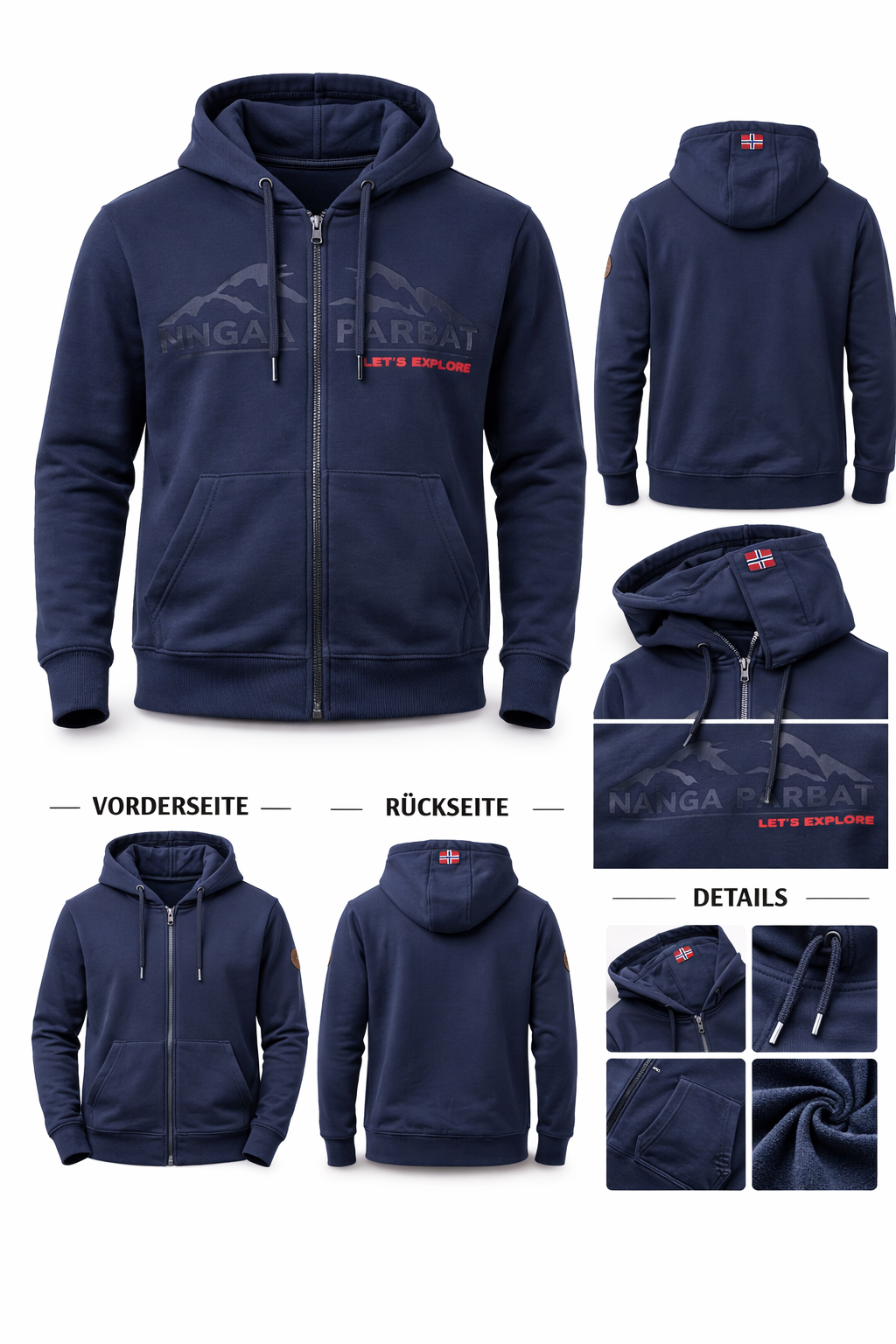 Nangaparbat Herren Sweatjacke Blau